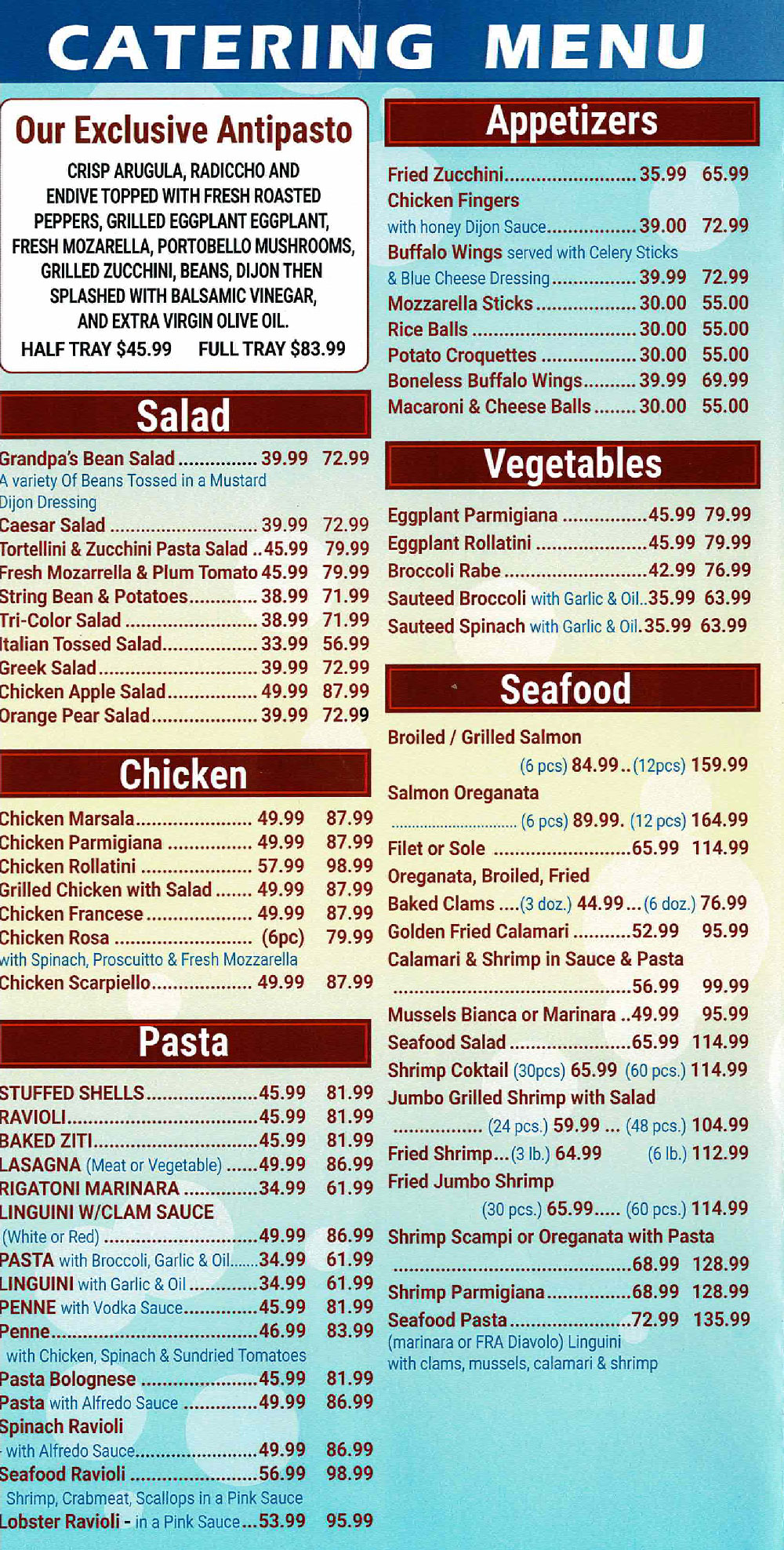 Leo's Casa Calamari Menu